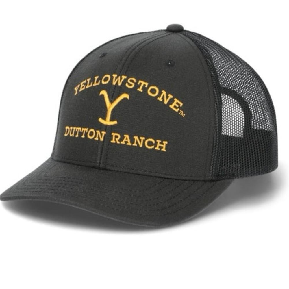 Yellowstone Dutton Ranch Trucker Hat Black Mesh‎ Adjustable Western Cap NEW NWT